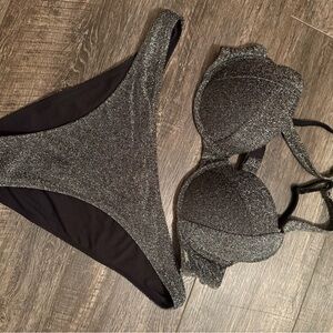 Victoria's Secret Shimmery Black Push-Up Bikini Set